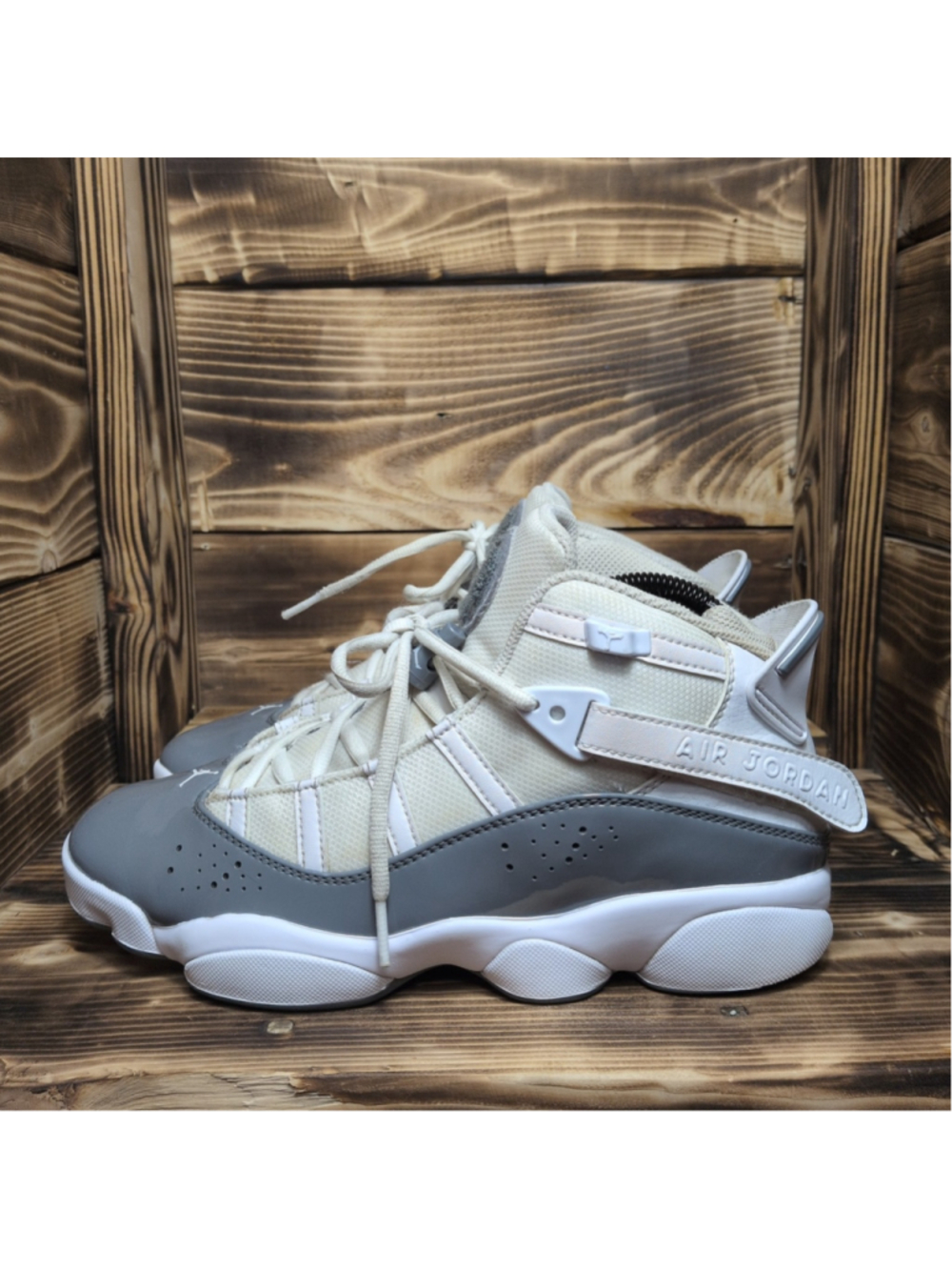 Nike Air Jordan 6 Rings Mens Size 8 Sneakers Shoes White/Cool Grey 322992-121